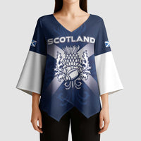 Custom Scotland Rugby 2026 Kimono Sleeve Blouse Scottish Thistle Flag Style