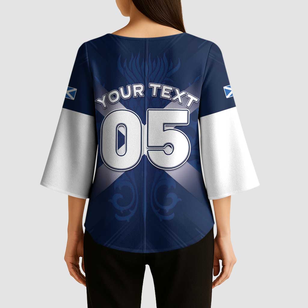 Custom Scotland Rugby 2026 Kimono Sleeve Blouse Scottish Thistle Flag Style