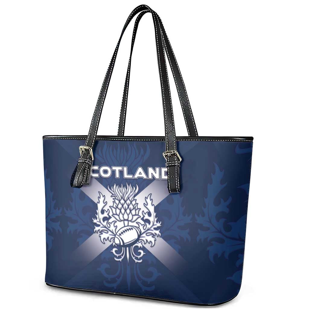 Scotland Rugby 2026 Leather Tote Bag Scottish Thistle Flag Style