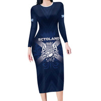 Custom Scotland Rugby 2026 Long Sleeve Bodycon Dress Scottish Thistle Flag Style