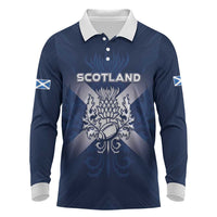 Custom Scotland Rugby 2026 Long Sleeve Polo Shirt Scottish Thistle Flag Style