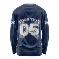 Custom Scotland Rugby 2026 Long Sleeve Shirt Scottish Thistle Flag Style