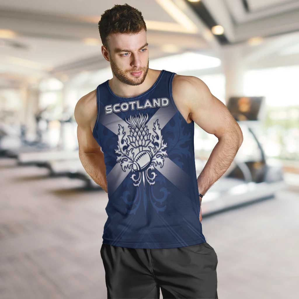 Custom Scotland Rugby 2026 Men Tank Top Scottish Thistle Flag Style