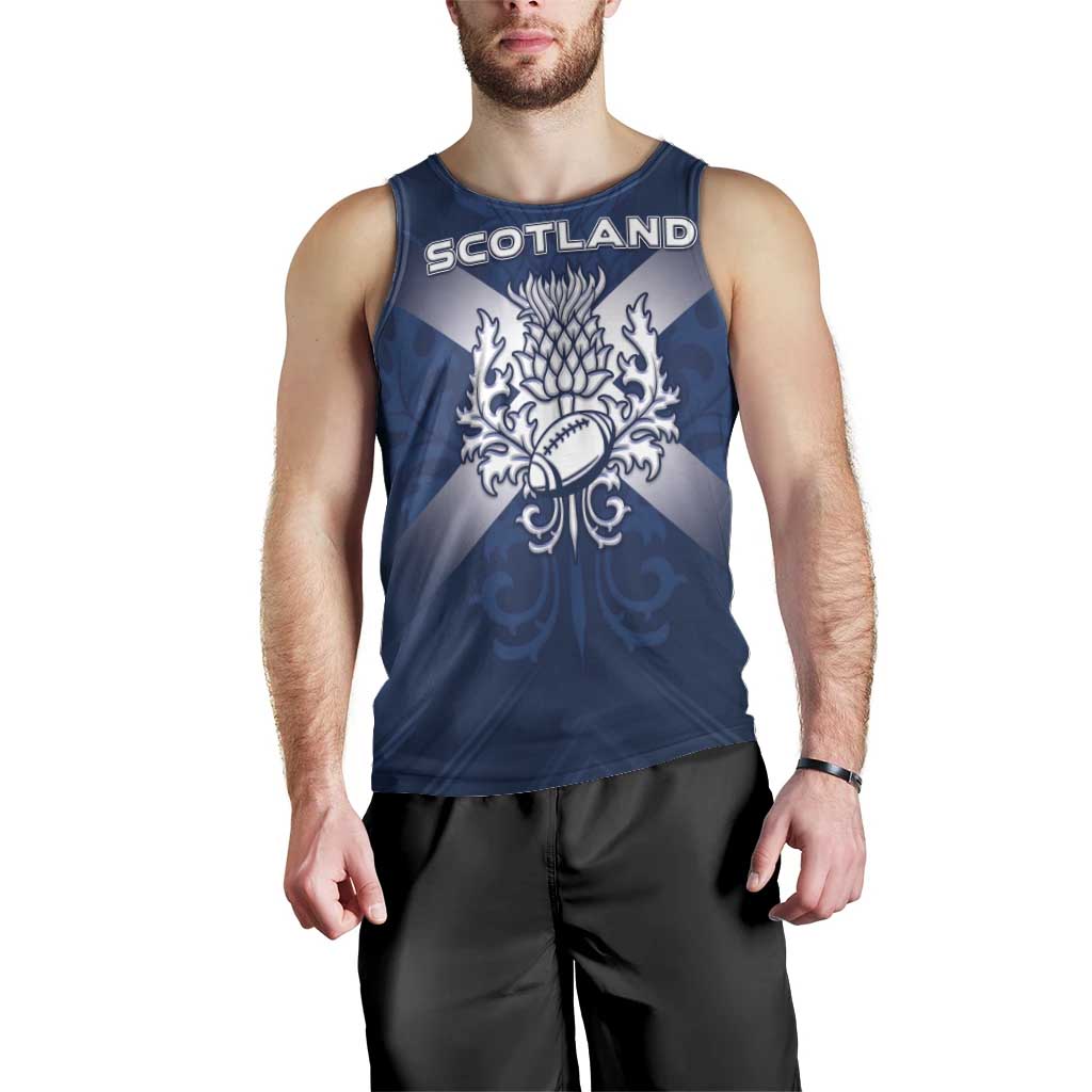 Custom Scotland Rugby 2026 Men Tank Top Scottish Thistle Flag Style