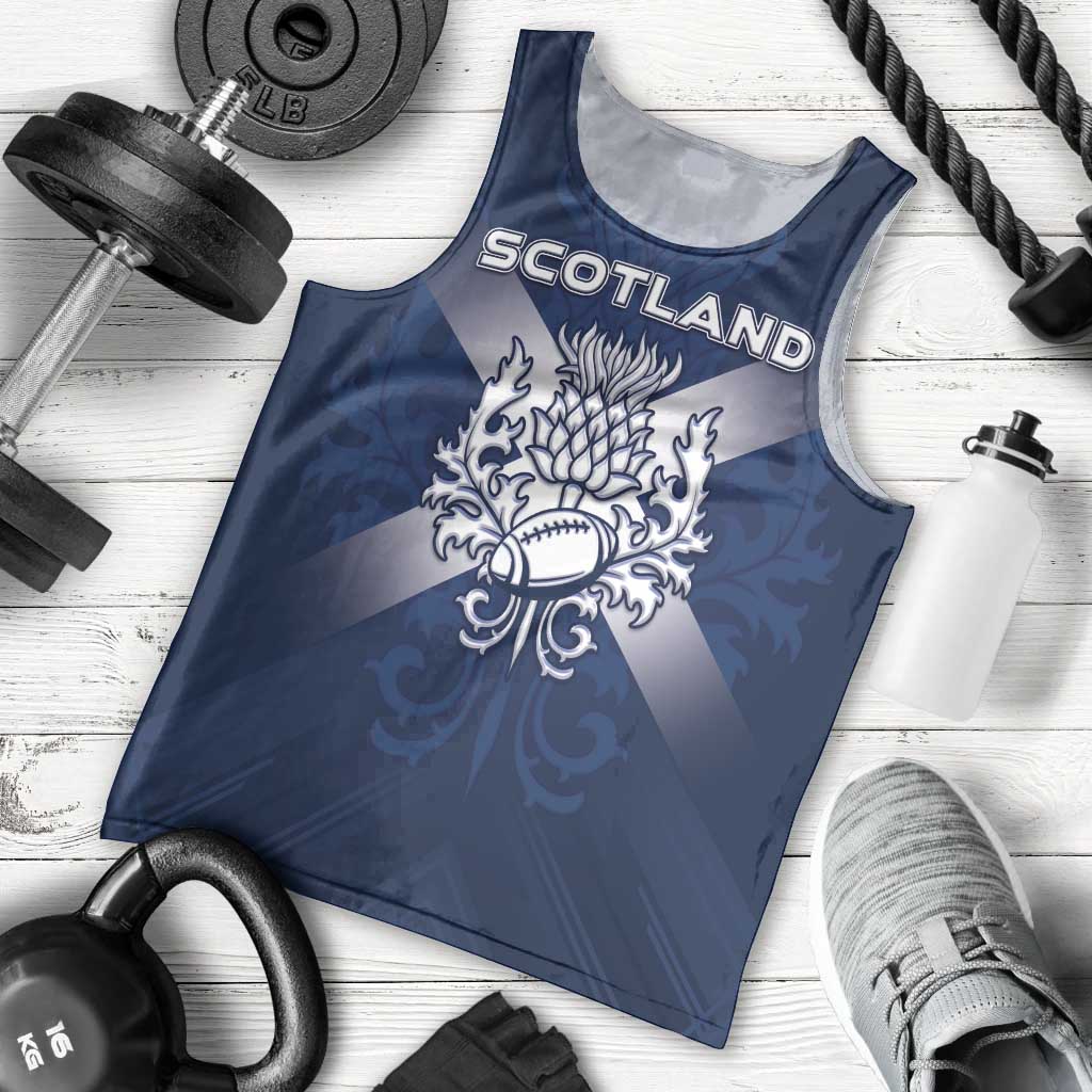 Custom Scotland Rugby 2026 Men Tank Top Scottish Thistle Flag Style