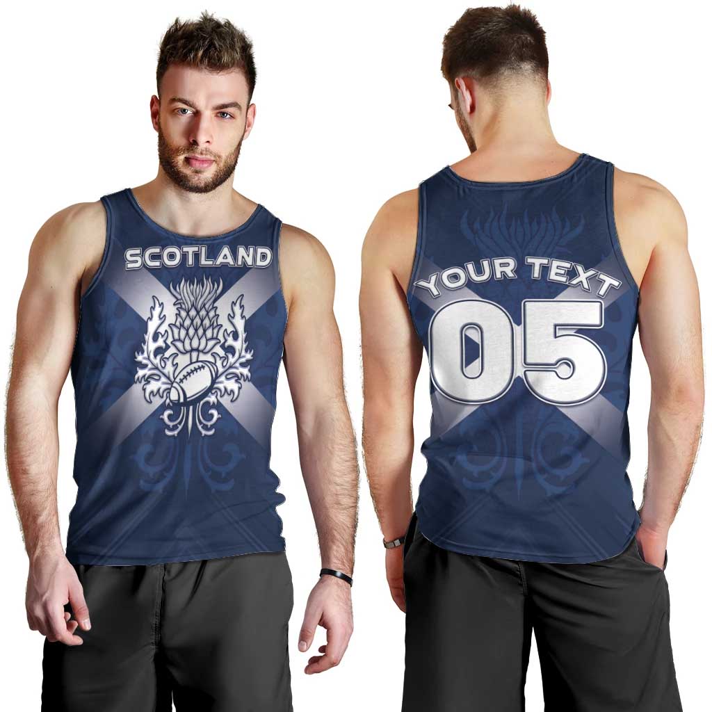 Custom Scotland Rugby 2026 Men Tank Top Scottish Thistle Flag Style
