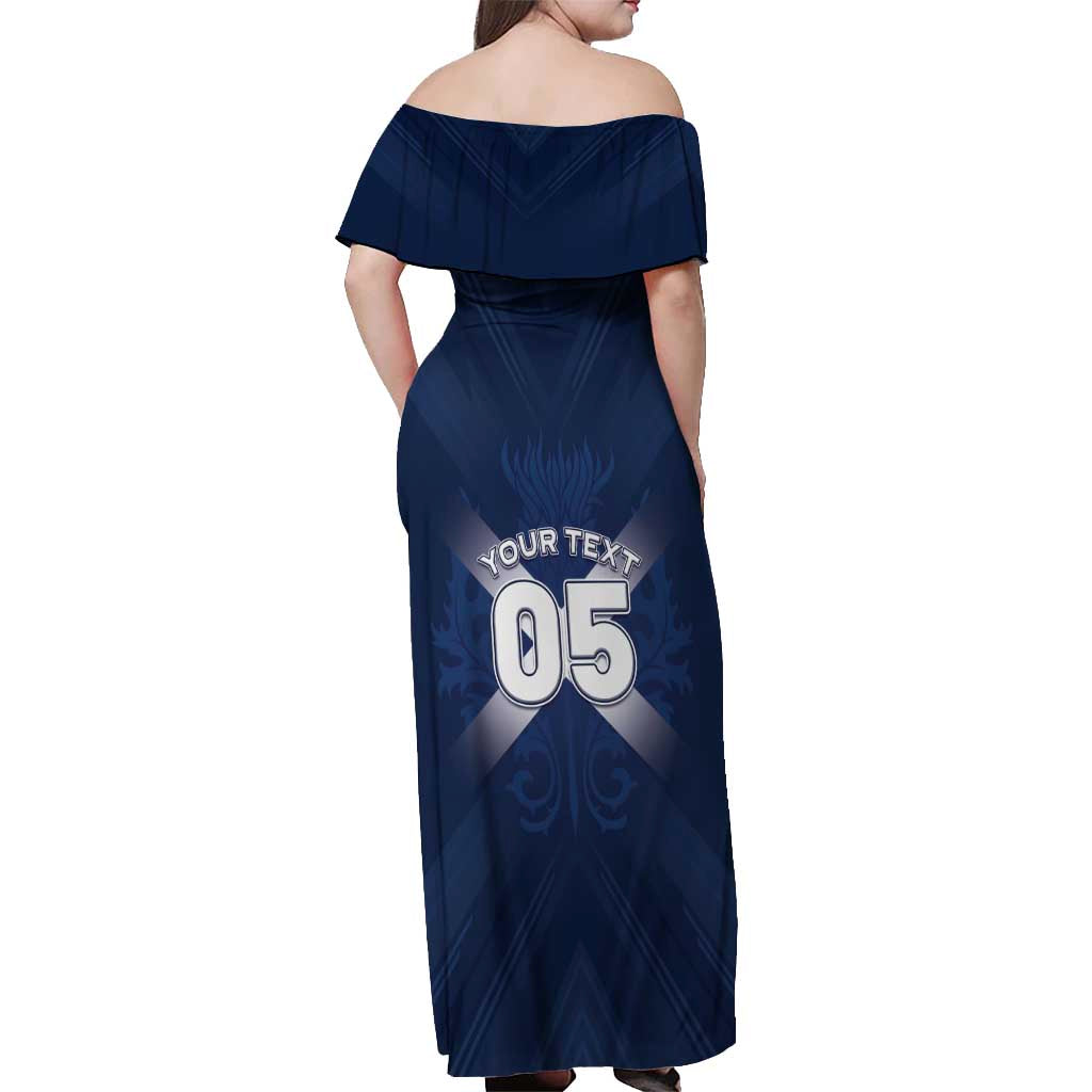 Custom Scotland Rugby 2026 Off Shoulder Maxi Dress Scottish Thistle Flag Style