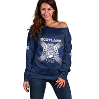 Custom Scotland Rugby 2026 Off Shoulder Sweater Scottish Thistle Flag Style