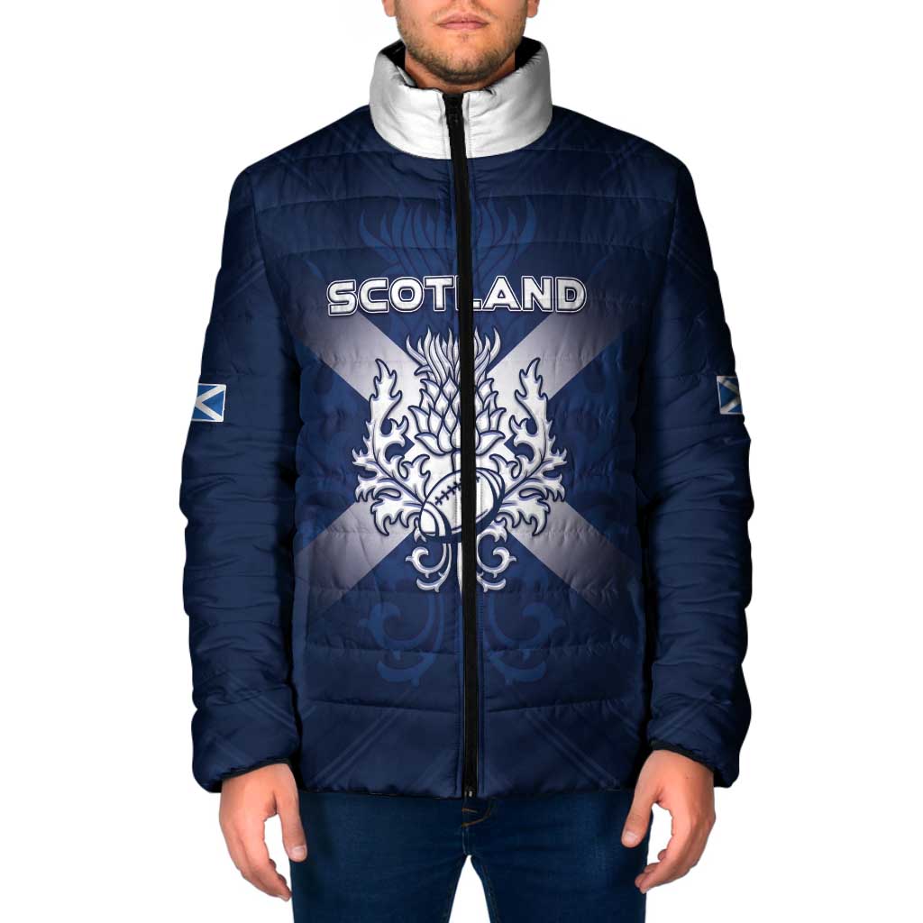 Custom Scotland Rugby 2026 Padded Jacket Scottish Thistle Flag Style