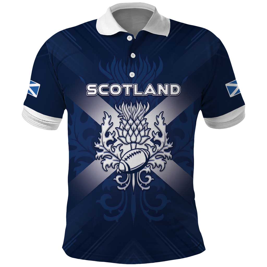 Custom Scotland Rugby 2026 Polo Shirt Scottish Thistle Flag Style