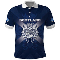 Custom Scotland Rugby 2026 Polo Shirt Scottish Thistle Flag Style