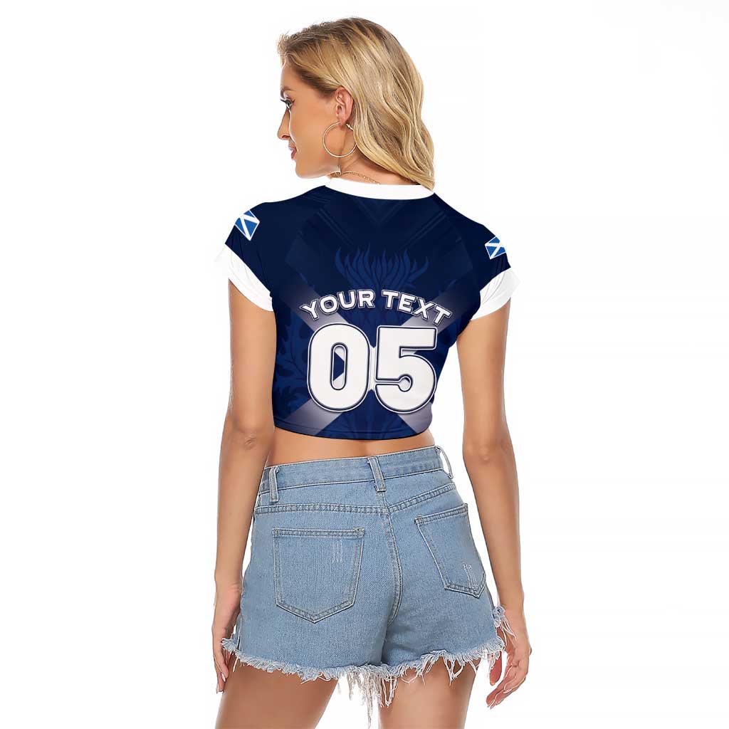 Custom Scotland Rugby 2026 Raglan Cropped T Shirt Scottish Thistle Flag Style