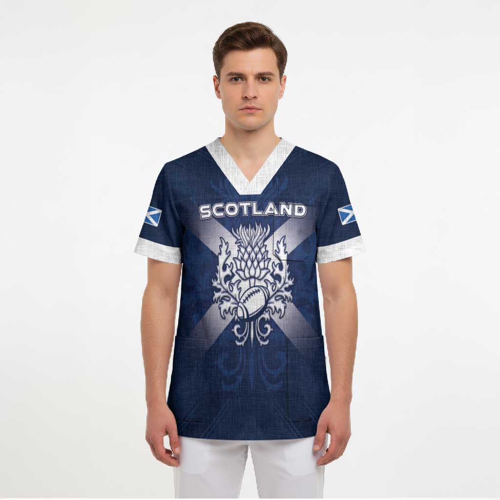 Custom Scotland Rugby 2026 Scrub Top Scottish Thistle Flag Style