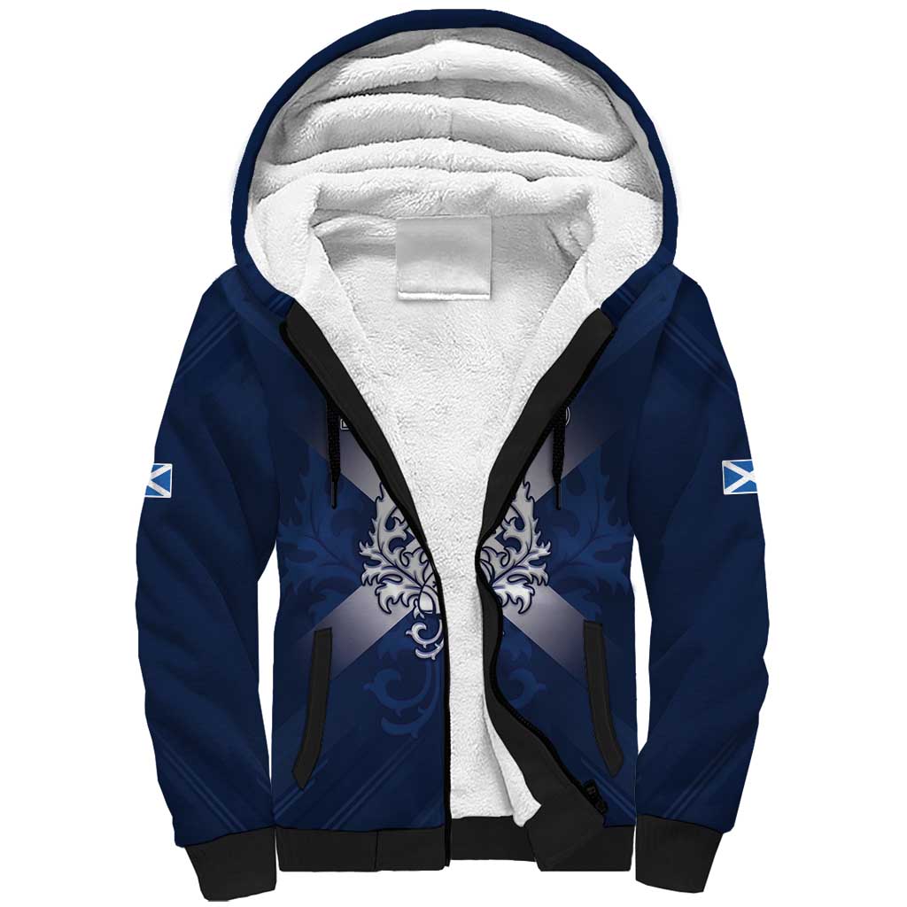 Custom Scotland Rugby 2026 Sherpa Hoodie Scottish Thistle Flag Style