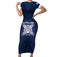 Custom Scotland Rugby 2026 Short Sleeve Bodycon Dress Scottish Thistle Flag Style