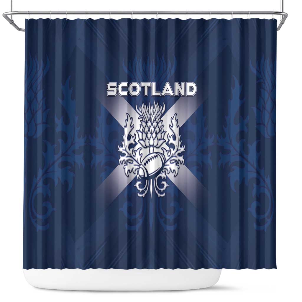 Scotland Rugby 2026 Shower Curtain Scottish Thistle Flag Style