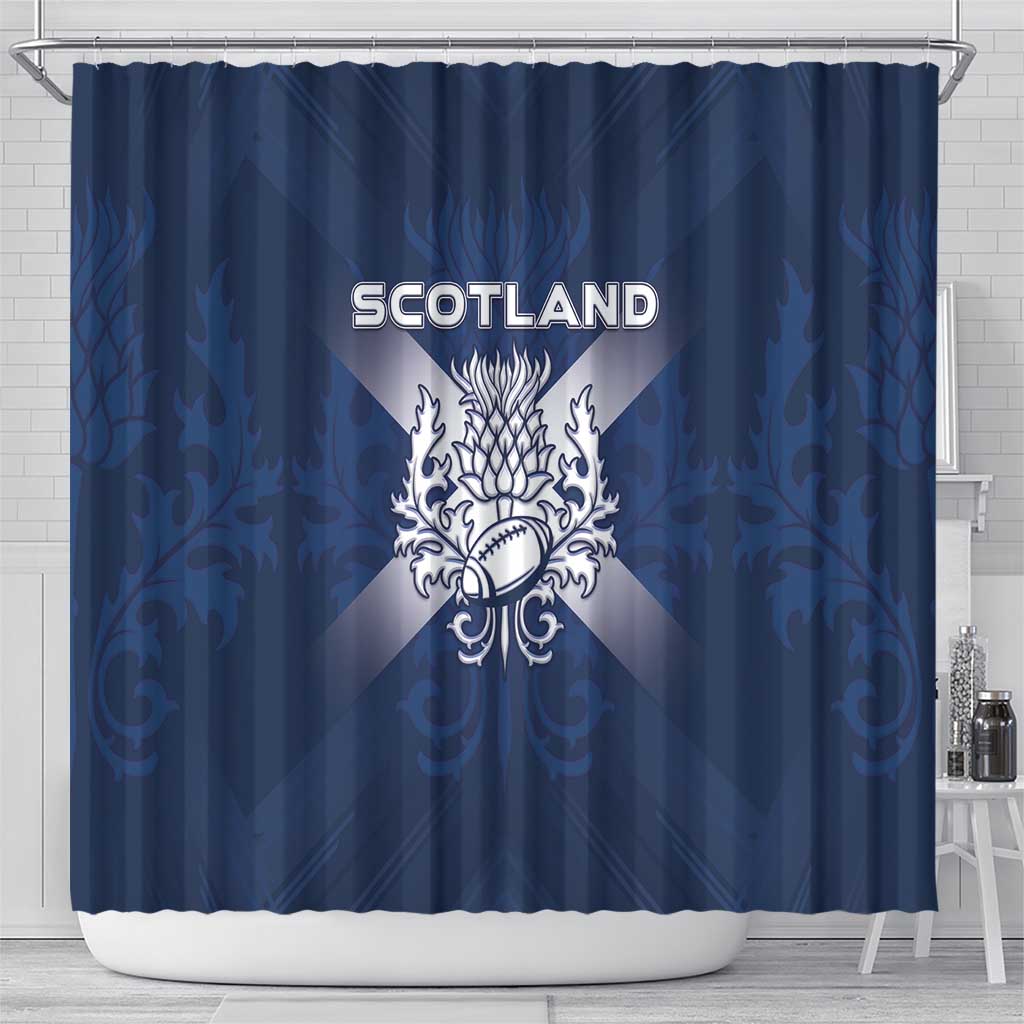 Scotland Rugby 2026 Shower Curtain Scottish Thistle Flag Style
