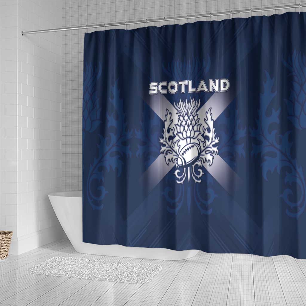 Scotland Rugby 2026 Shower Curtain Scottish Thistle Flag Style