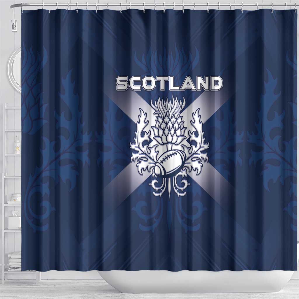 Scotland Rugby 2026 Shower Curtain Scottish Thistle Flag Style