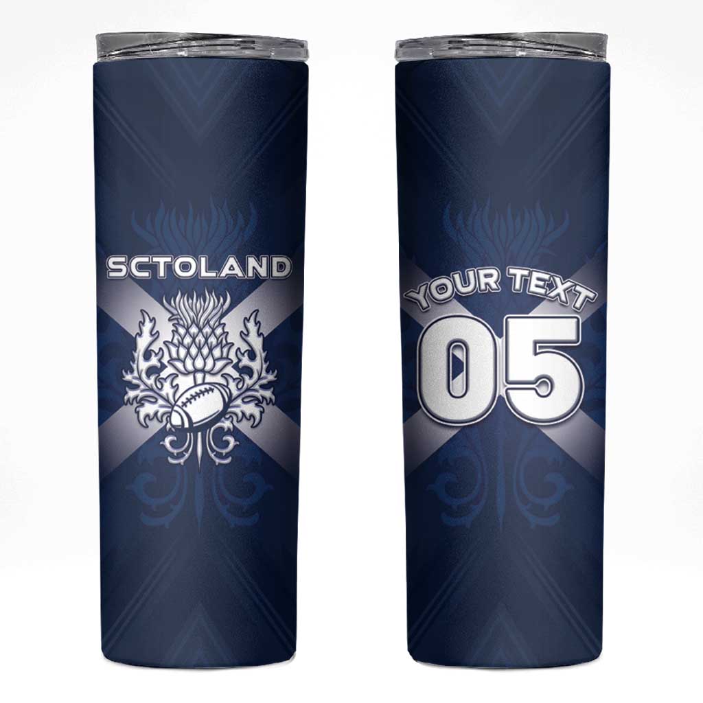 Custom Scotland Rugby 2026 Skinny Tumbler Scottish Thistle Flag Style