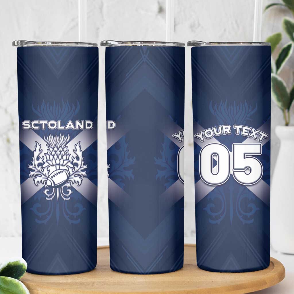 Custom Scotland Rugby 2026 Skinny Tumbler Scottish Thistle Flag Style