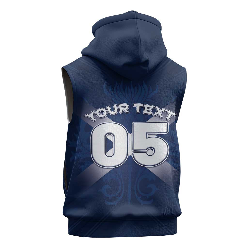 Custom Scotland Rugby 2026 Sleeveless Hoodie Scottish Thistle Flag Style