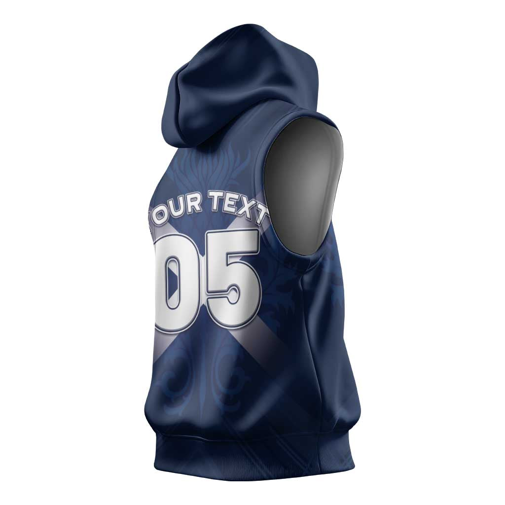 Custom Scotland Rugby 2026 Sleeveless Hoodie Scottish Thistle Flag Style