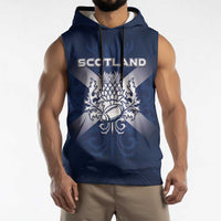 Custom Scotland Rugby 2026 Sleeveless Hoodie Scottish Thistle Flag Style