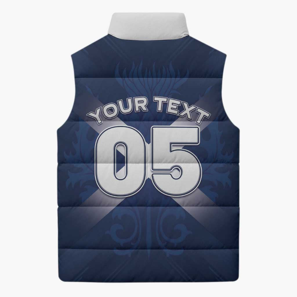 Custom Scotland Rugby 2026 Sleeveless Puffer Jacket Scottish Thistle Flag Style