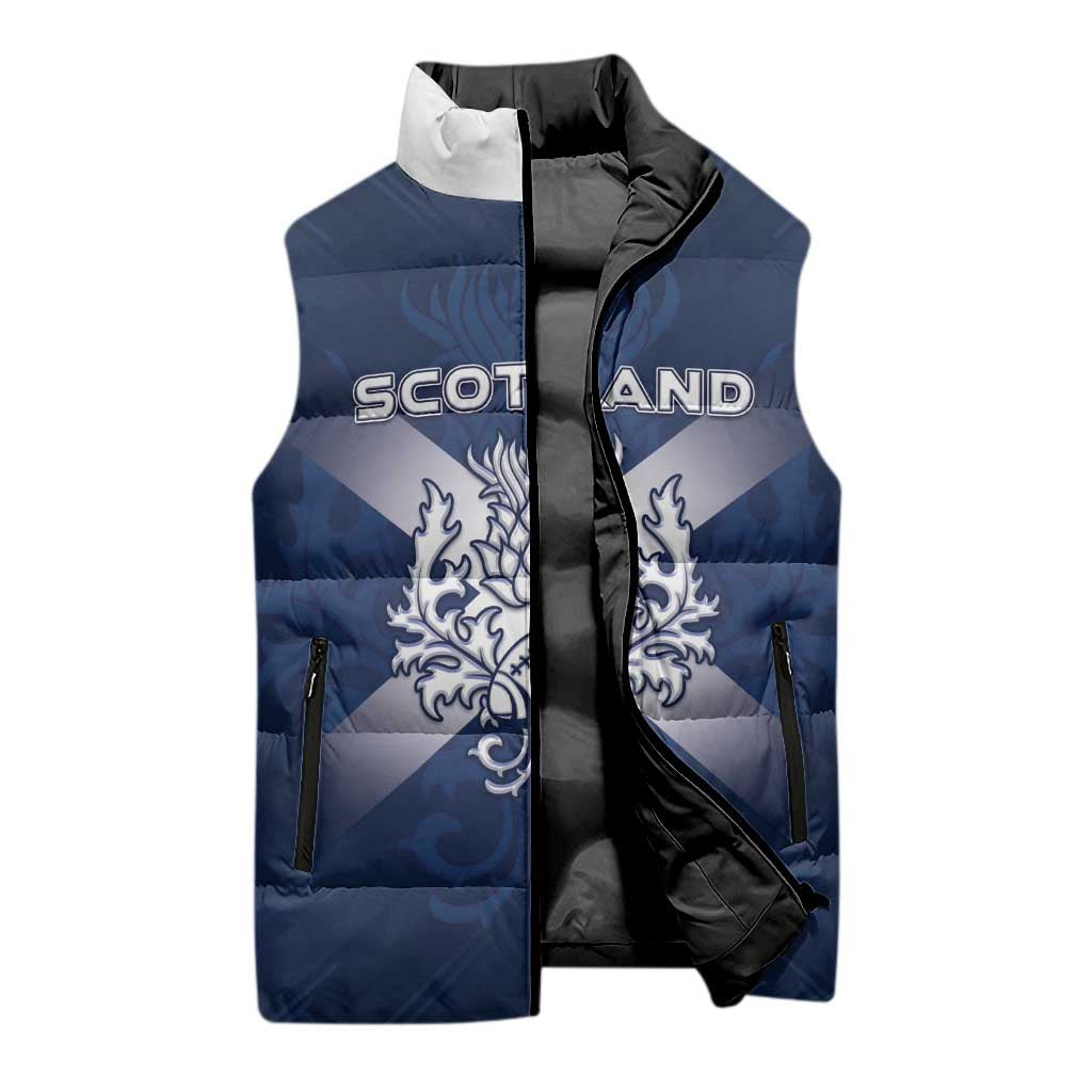 Custom Scotland Rugby 2026 Sleeveless Puffer Jacket Scottish Thistle Flag Style