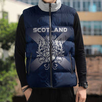 Custom Scotland Rugby 2026 Sleeveless Puffer Jacket Scottish Thistle Flag Style