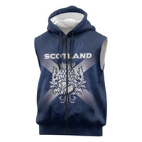 Custom Scotland Rugby 2026 Sleeveless Zip Hoodie Scottish Thistle Flag Style