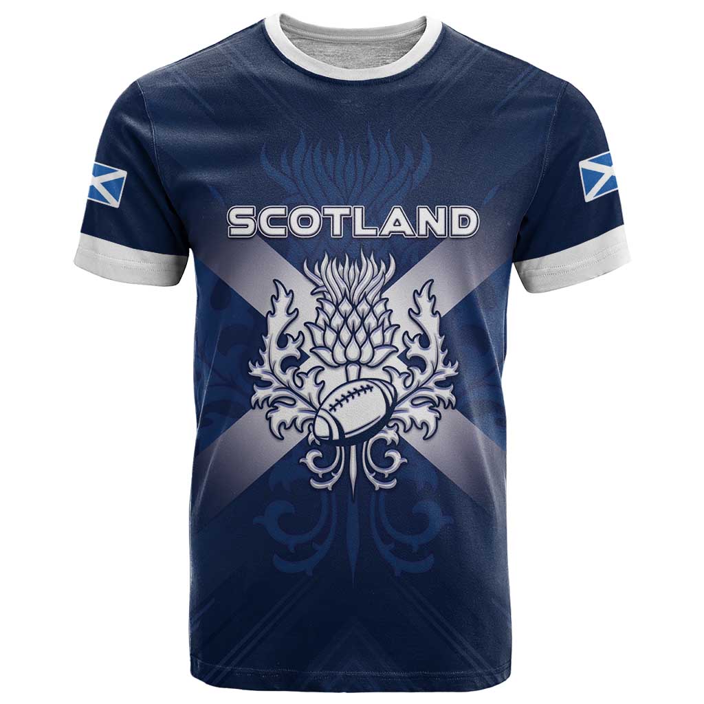 Custom Scotland Rugby 2026 T Shirt Scottish Thistle Flag Style