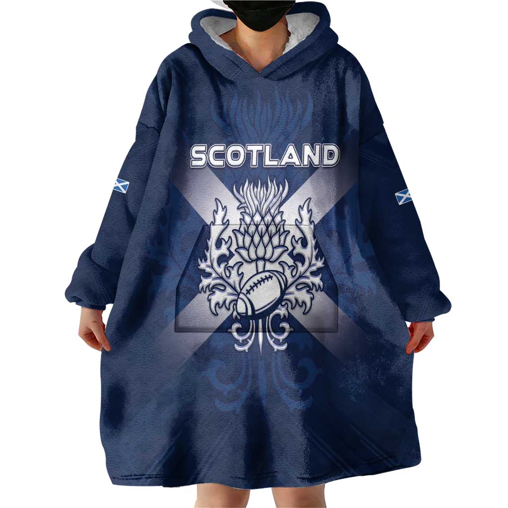 Custom Scotland Rugby 2026 Wearable Blanket Hoodie Scottish Thistle Flag Style