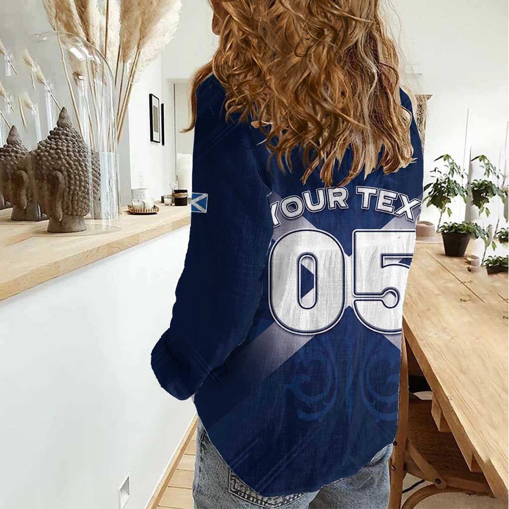 Custom Scotland Rugby 2026 Women Casual Shirt Scottish Thistle Flag Style