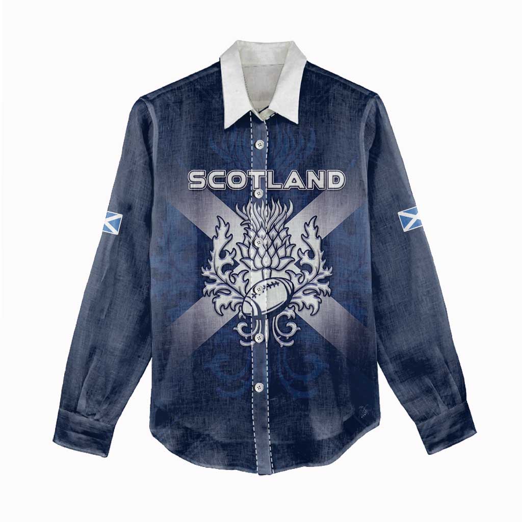Custom Scotland Rugby 2026 Women Casual Shirt Scottish Thistle Flag Style