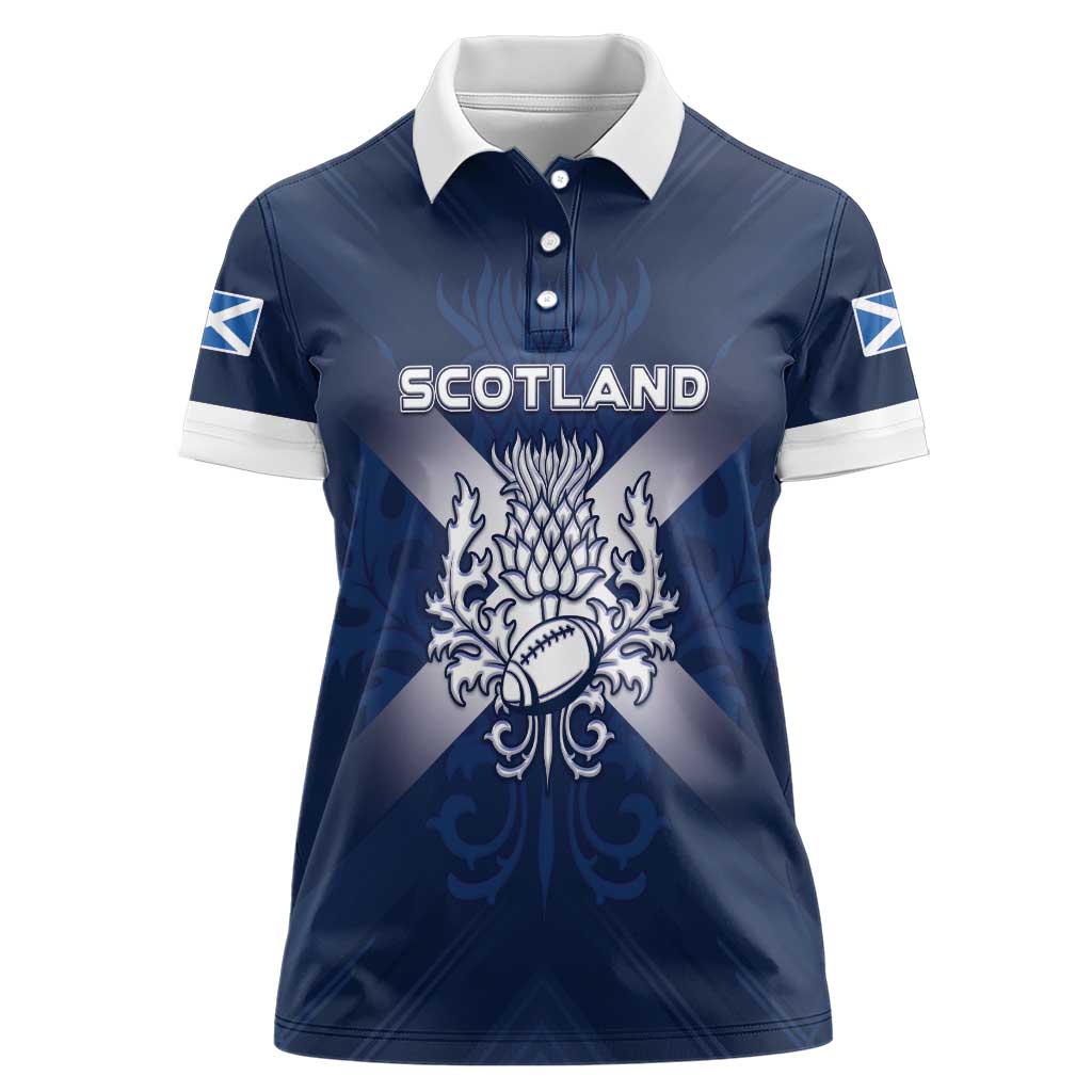 Custom Scotland Rugby 2026 Women Polo Shirt Scottish Thistle Flag Style