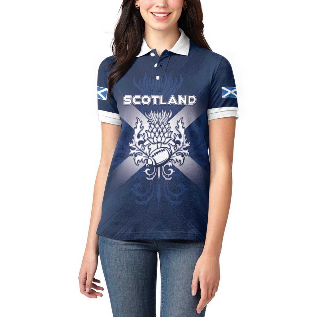 Custom Scotland Rugby 2026 Women Polo Shirt Scottish Thistle Flag Style