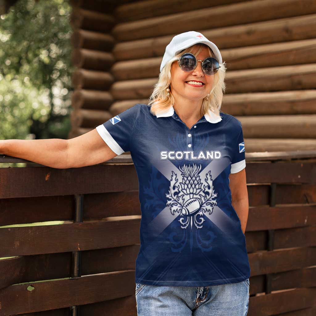 Custom Scotland Rugby 2026 Women Polo Shirt Scottish Thistle Flag Style