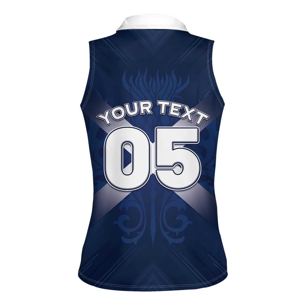 Custom Scotland Rugby 2026 Women Sleeveless Polo Shirt Scottish Thistle Flag Style