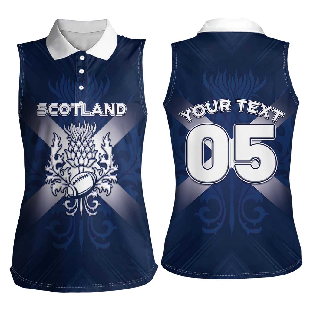 Custom Scotland Rugby 2026 Women Sleeveless Polo Shirt Scottish Thistle Flag Style