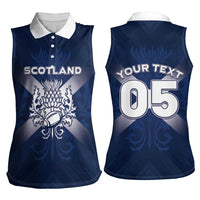 Custom Scotland Rugby 2026 Women Sleeveless Polo Shirt Scottish Thistle Flag Style