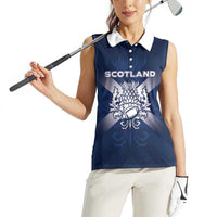 Custom Scotland Rugby 2026 Women Sleeveless Polo Shirt Scottish Thistle Flag Style
