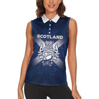 Custom Scotland Rugby 2026 Women Sleeveless Polo Shirt Scottish Thistle Flag Style