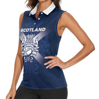 Custom Scotland Rugby 2026 Women Sleeveless Polo Shirt Scottish Thistle Flag Style