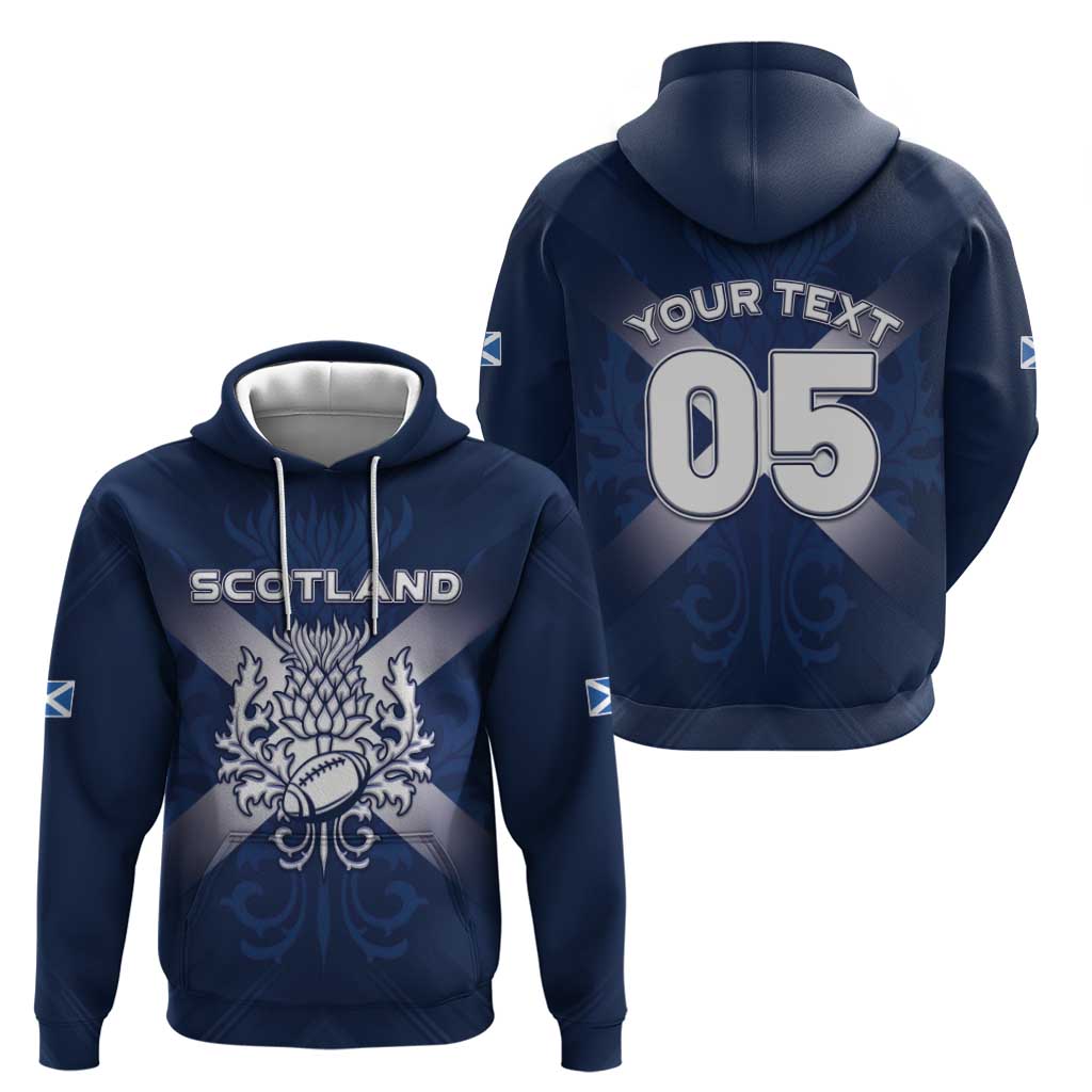 Custom Scotland Rugby 2026 Zip Hoodie Scottish Thistle Flag Style
