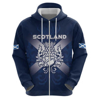 Custom Scotland Rugby 2026 Zip Hoodie Scottish Thistle Flag Style