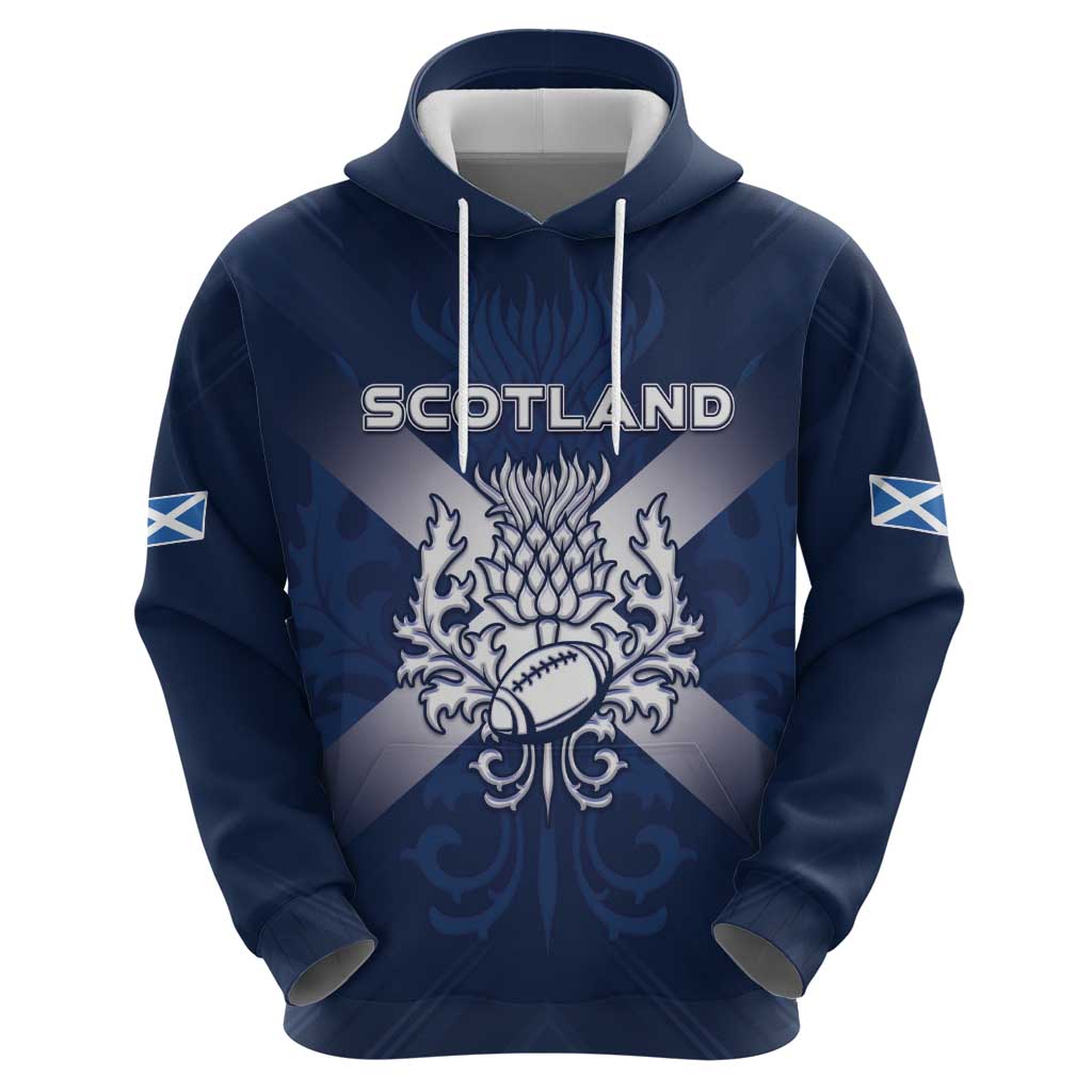 Custom Scotland Rugby 2026 Zip Hoodie Scottish Thistle Flag Style