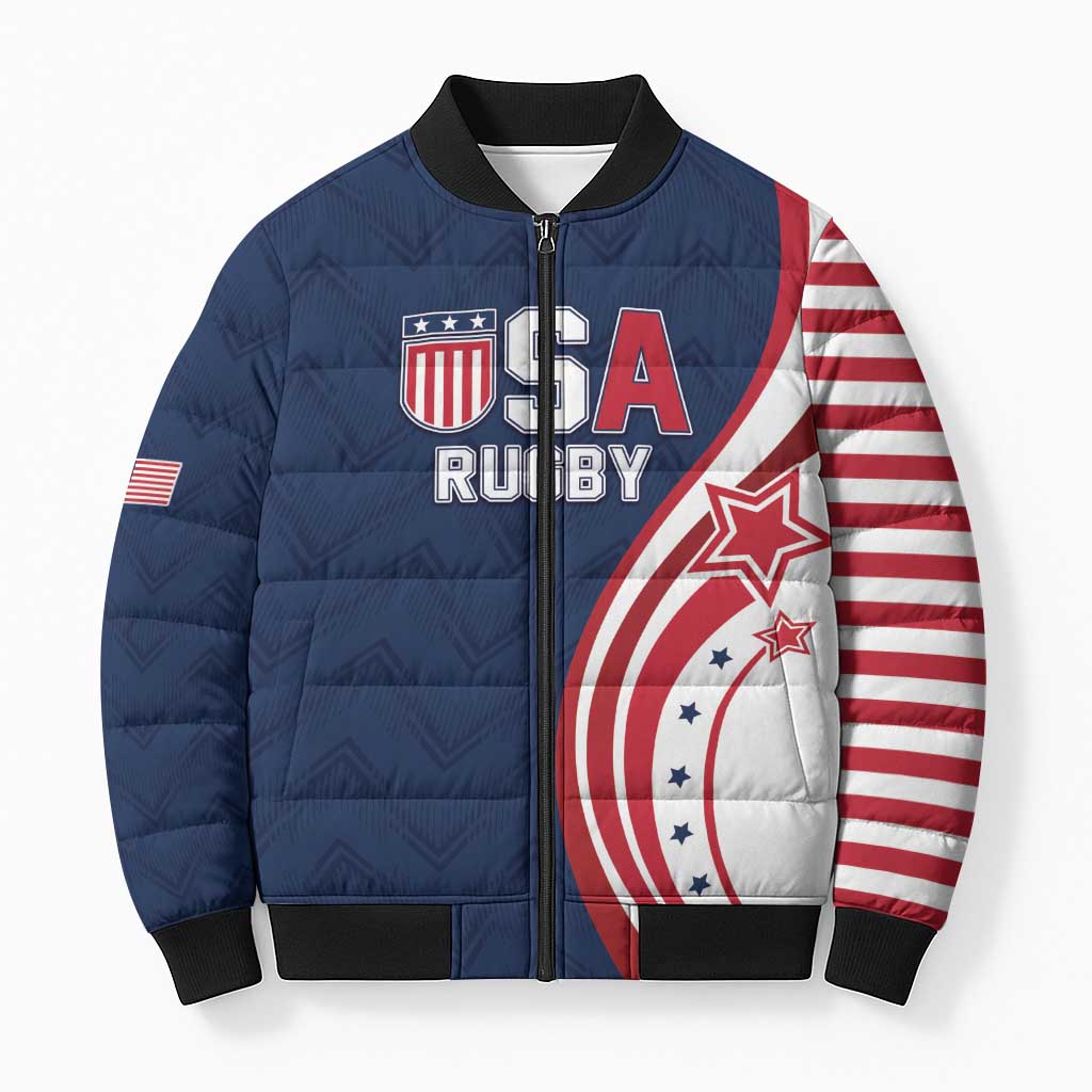 Custom USA Rugby 2026 Bomber Puffer Jacket Sporty Style