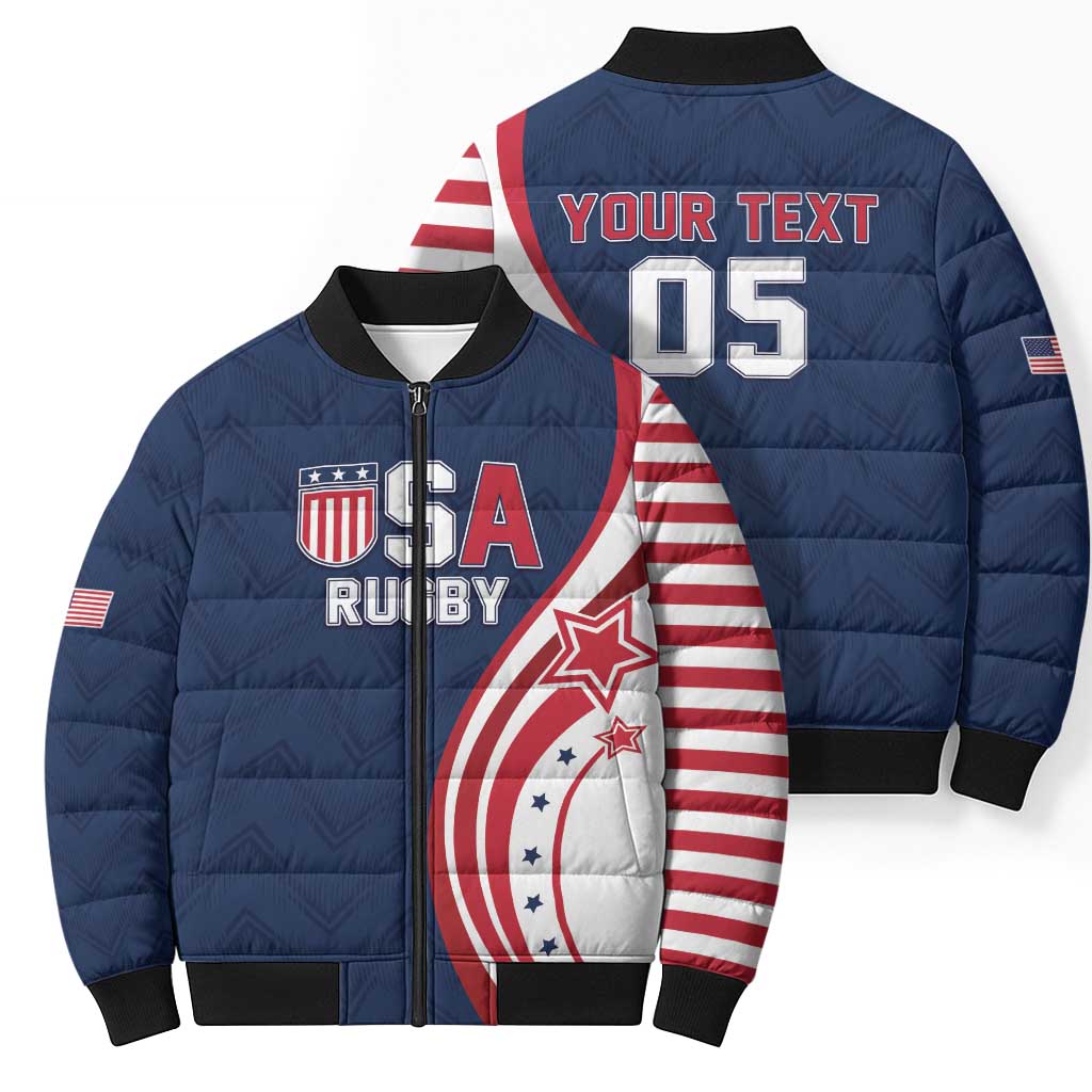 Custom USA Rugby 2026 Bomber Puffer Jacket Sporty Style